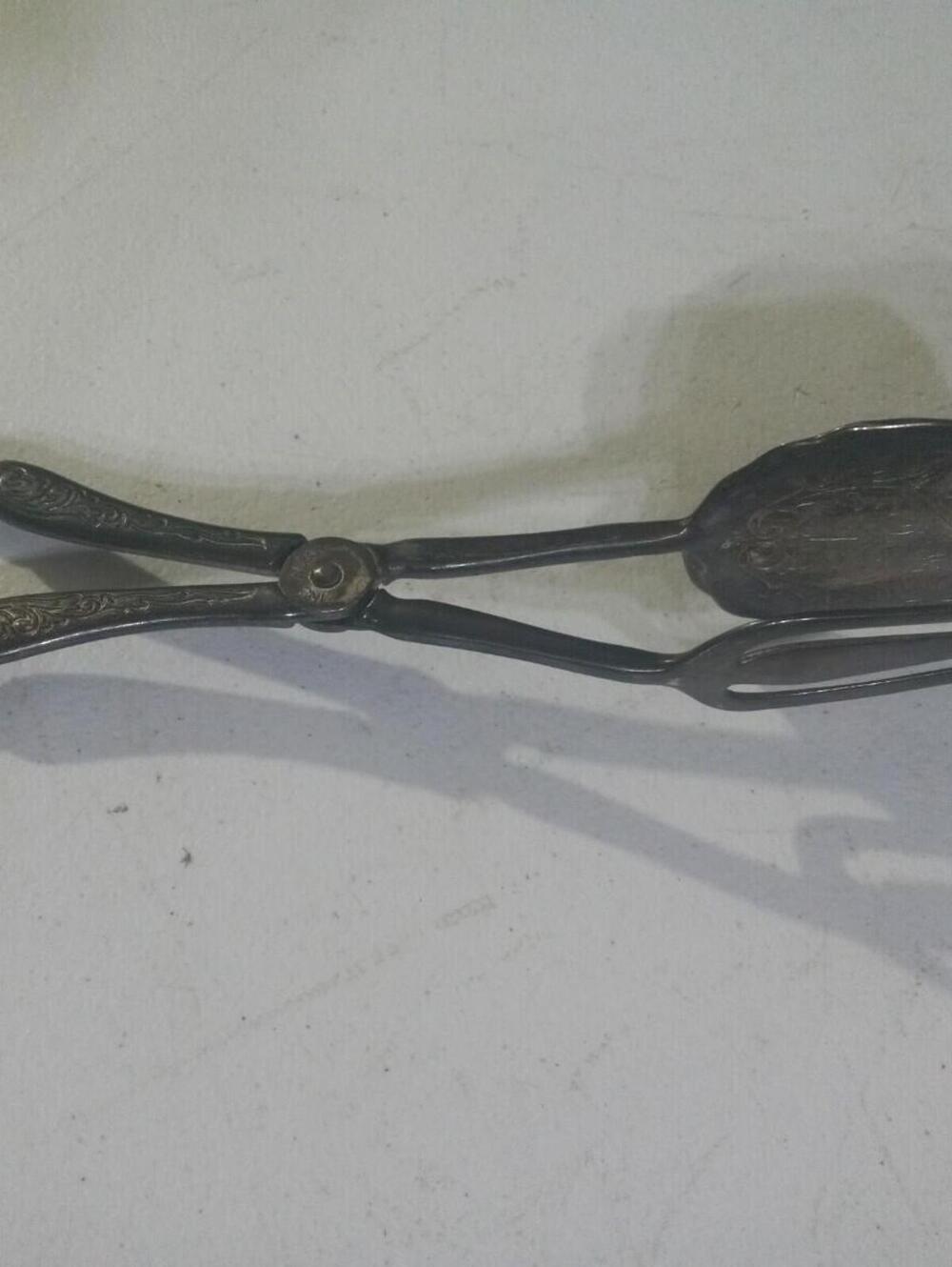 Vintage Zinc Alloy Salad Tongs Silverplate Silverware